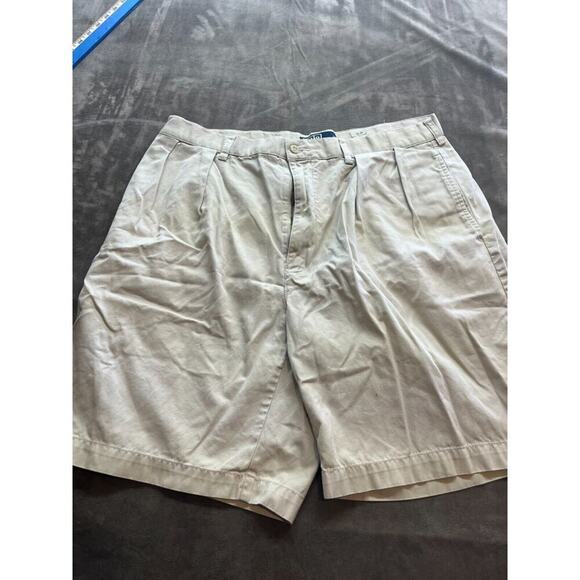 Polo Ralph Lauren Shorts‎ Adult 36 Beige Pleated Tyler Short 100% Cotton Zip Fly - Picture 1 of 5